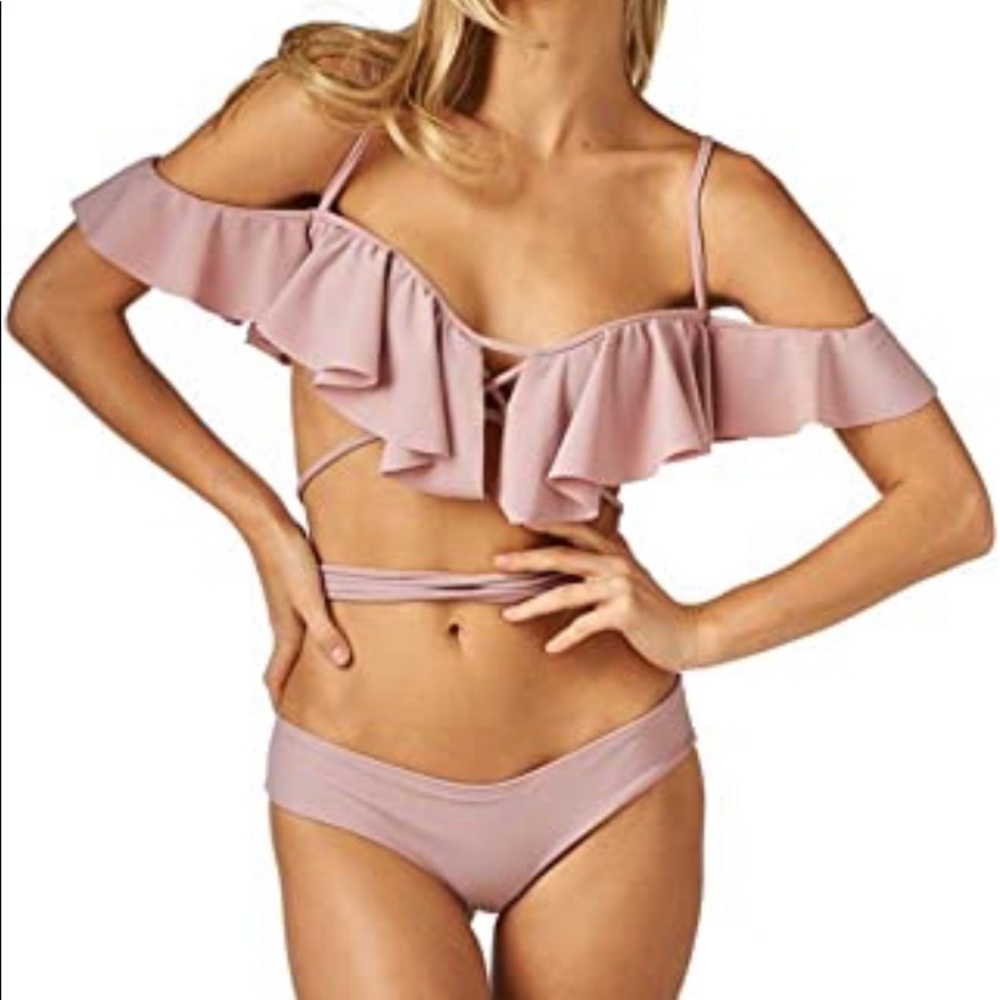 Montce inspired ruffled off shoulder bikini set